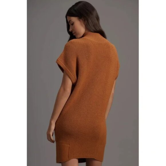 Brand New by Anthropologie Short-Sleeve Mock-Neck Sweater Mini Dress - Picture 3 of 10